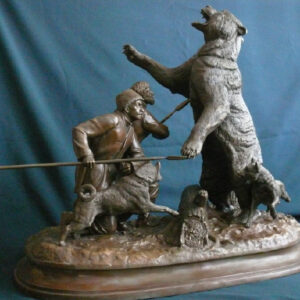 бронзовая скульптура Охота на медведя